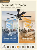 42 Inch Farmhouse Ceiling Fan With Lights Black Cage 2 Pack