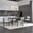 Modern Dining Room Chairs Set of 2, Mid-Century Upholstered Boucle Kitchen Dining Chairs with Black Metal Legs