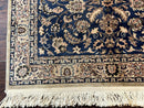 Vintage Art Silk Rug 3x4, Traditional Oriental Persian Design Rug, Belgium Power Loomed Rug, Navy Blue