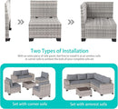 6-Piece Outdoor Wicker Patio Set With Grey Cushions