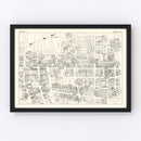 Vintage Map of Norfolk, VA Business Section 1929