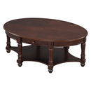Vintage Oval Coffee Table with Drawer and Storage Shelf, Antique Cocktail Table in 45', French Country Accent Table for Living Room,Walnut