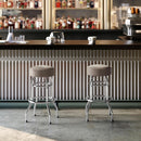 Bruno 2 Pack Chrome Bar Stools Beige Seats Swivel Set