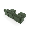 Elegant Three-Seater Sofa with Movable Ottomans and Lumbar Pillow in Green Chenille Fabric