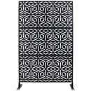 Outdoor & Indoor Privacy Screen Metal Privacy Screen 76' H×48' W, Freestanding Decorative Privacy Screen for Deck Balcony Patio, Privacy Fence Panels for Outside Lawn Garden PS115 BLACK