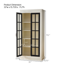 Rustic Style Display Cabinet with Glass Doors for Collectibles - White & Black, 71.2'' Tall