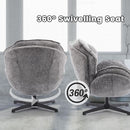 Gray Swivel Upholstered Accent Chair With Metal Legs