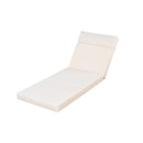 LOUNGE CHAISE SET WITH HEADREST,SPACE AVAILABLE ON ONE SIDE, ACACIA WOOD WITH WATER-RESISTANT LOUNGE CUSHIONS (CREAM & 3-FOLD & 4 inch) - MATCHING DARK GREY/BEIGE VERSION AVAILABLE