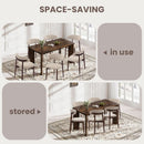 63Inch Industrial Dining Table Set With UpholsteredChairs