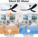 52 Inch Walnut Wood Ceiling Fan With Remote And LED Light