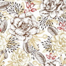 Beige Flowers and Leaves Wallpaper