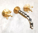 Handcrafted Wood & Brass Wall Mounted Faucet