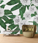 Voguish Modern White Flowers Wallpaper