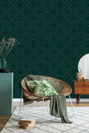 Dark Green Geometrical Wallpaper