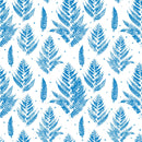 Contemporary Blue Fern Leaves Wallpaper Vogue