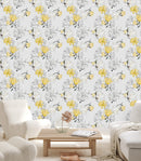 Contemporary Yellow Flowers Wallpaper Chic