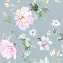 Grey Wallpaper with Pink Peonies