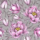 Grey Wallpaper with Pink Flowers