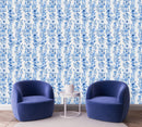 Voguish Blue Flowers Wallpaper Tasteful