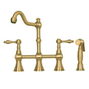 Two-Handles Copper Bridge Kitchen Faucet with Side Sprayer