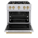 ZLINE 30" Classic Gas Range, Convection Gas Oven DuraSnow® Stainless Steel, Champagne Bronze CGRSZ-30-CB