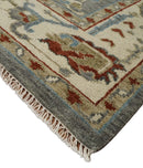 Hand Knotted Gray, Red and Beige Traditional Vintage Style Custom Made Wool Area Rug