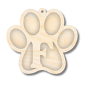 Unfinished Wood Layered Letter Paw Print Tags | A-Z | 2 Piece | 5" Wide | 1/8" Wood | Wood Craft DIY