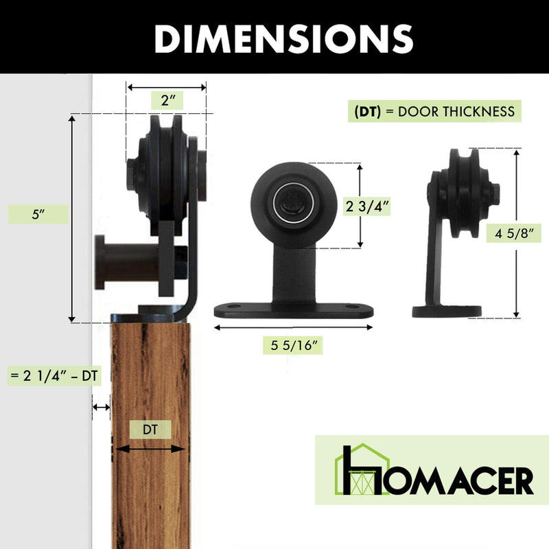 Non-Bypass Sliding Barn Door Hardware Kit - T-Shape Design Roller