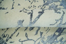8x10 Hand knotted Ivory and Blue Modern Abstract Wool and Bamboo Silk Area Rug | TRDCP489810