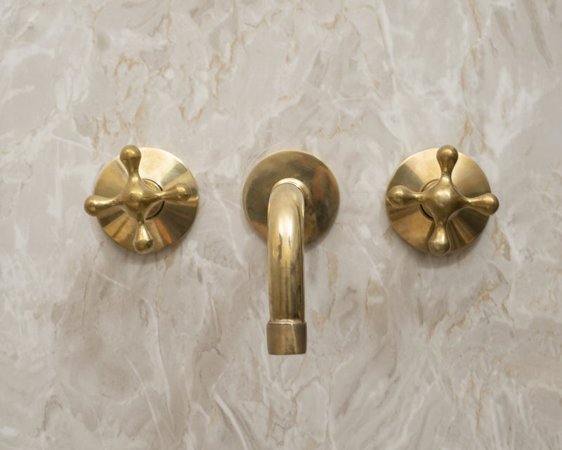 Unlacquered Brass Wall Mounted Bath Faucet