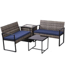 Ainfox 4 Piece Outdoor Patio Furniture Set with Ice Cooler Storage Box & Coffee Table for Outside, Garden, Balcony, Porch