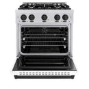 ZLINE 30"Classic Gas Range, Convection Gas Oven, DuraSnow® Stainless Steel, White Matte Door Matte Black CGRSZ-WM-30-MB