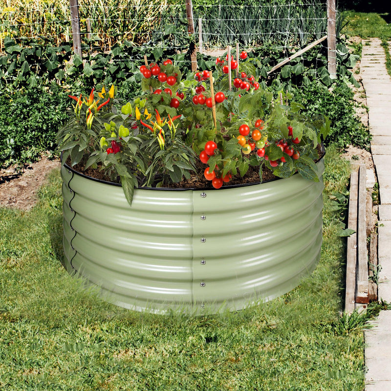 17" Tall x 42" Round Raised Garden Bed, in Sage Green