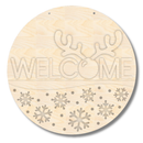 Unfinished Welcome Snowflake Reindeer Door Sign Kit | Wood Craft Cutouts | 1/4" Thick |