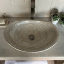 OVAL CHISELED NATURAL STONE VESSEL SINK