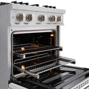 ZLINE 30" Dual Fuel Range, Gas Cooktop, Electric Convection Oven DuraSnow® Stainless Steel, White Matte Door CDRS-WM-30