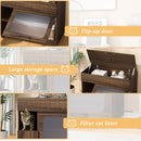 Furniture Style Multi-use Cat Litter Box House with Storage Walnut Particle Board MDF