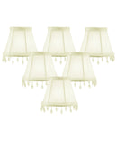 4"W x 5"H Set of 6 Candelabra Stretch Eggshell with Liner Clear Beads