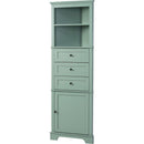 Green Triangle Tall Cabinet with 3 Drawers and Adjustable Shelves for Bathroom, Kitchen or Living Room, MDF Board with Painted Finish