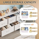 White TexturedFabric Dresser With Five Deep Drawers