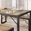 Dining Table Set For 4 With 2 Benches Gray Finish Modern