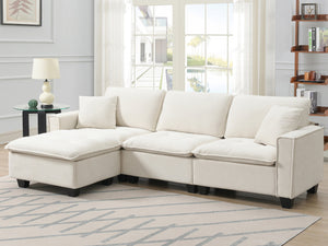 Walker Edison | Modern Cloud Sectional L Shape Couch w Ottoman