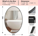 Oval Mirror 20x30 Black Bathroom Vanity Wall Mount
