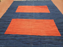 Blue and Red Turkish Kilim Rug, New 6x9 - 7x10 Flatweave Area Rugs, Hand Woven, Wool Handmade Oriental Kilim Abstract Modern Boho, Minimal