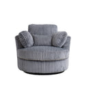 Oversized 360 Degreed Swivel Accent Chair Modern Soft Plush Corduroy Round Barrel Chair for Living Room Bedroom with Pillows, Gray