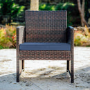 Wicker Outdoor Patio Set 3 Piece Bistro Brown Navy
