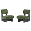 [Set of 2] Modern Lounge Chair with Polyester Upholstery, Sturdy Wood Base With Walnut Finish, Minimalist and Stylish Accent Seating for Living Room, Bedroom, or Office