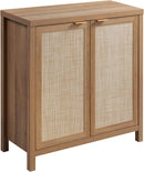 Sideboard Buffets Storage Cabinet - Boho Large Coffee Bar Cabinet with Rattan Decorated Door - Farmhouse Chest Credenza - Wood