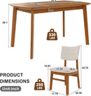 Brown Beige Space Saving Solid Wood Dining Set Chairs