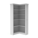 Modern 5-Tier Corner Bookshelf with Adjustable Storage in White MDF for Bedroom and Living Room